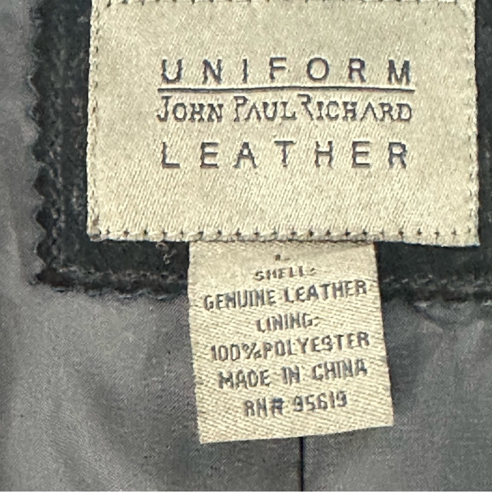 VINTAGE Uniform John Paul Richard Sz L Leather Lined Suede Black Blazer Jacket - Picture 6 of 10